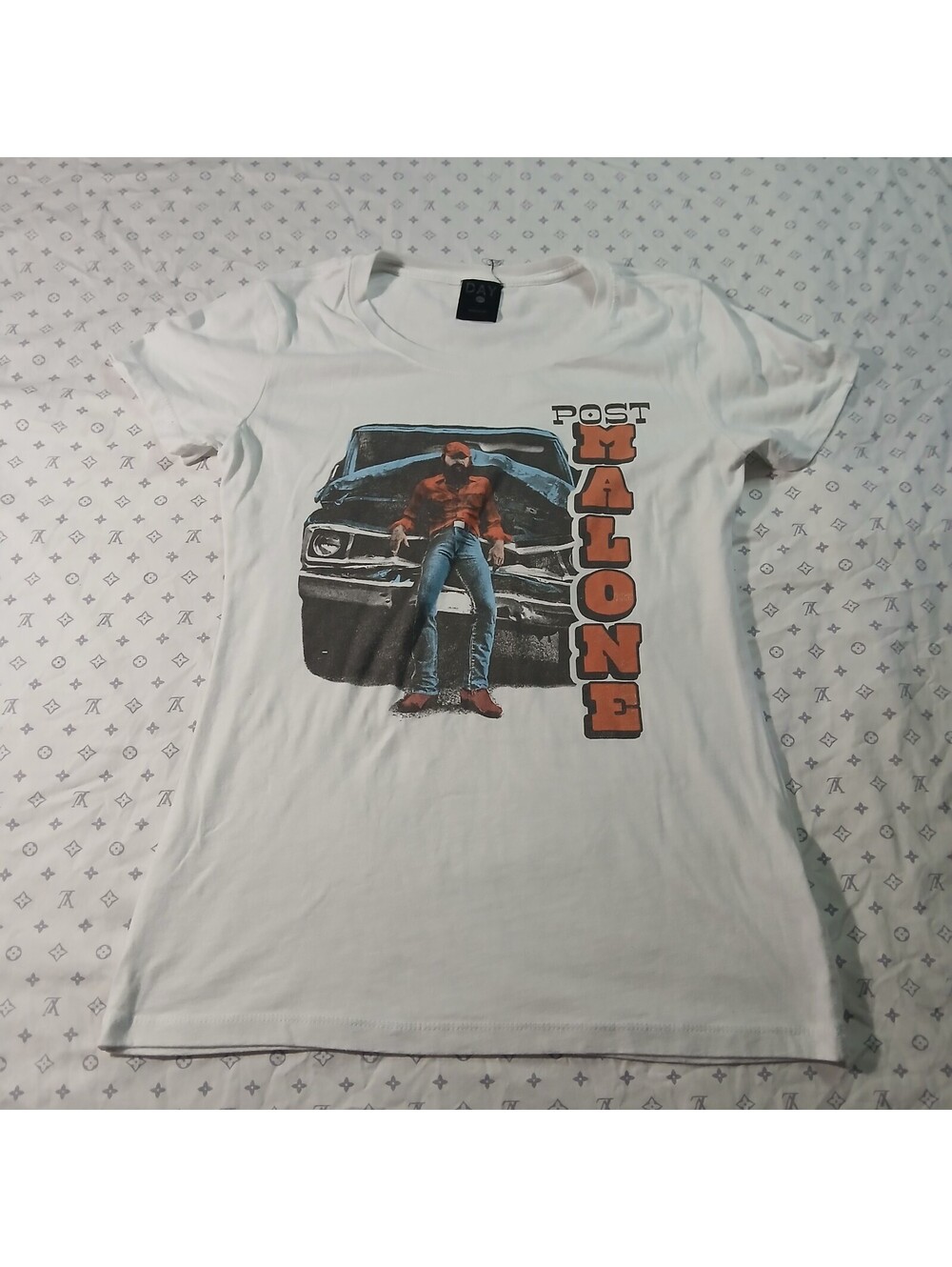 Day Post Malone Graphic T-Shirt White Short Sleeve Music Band Tee Streetwear
